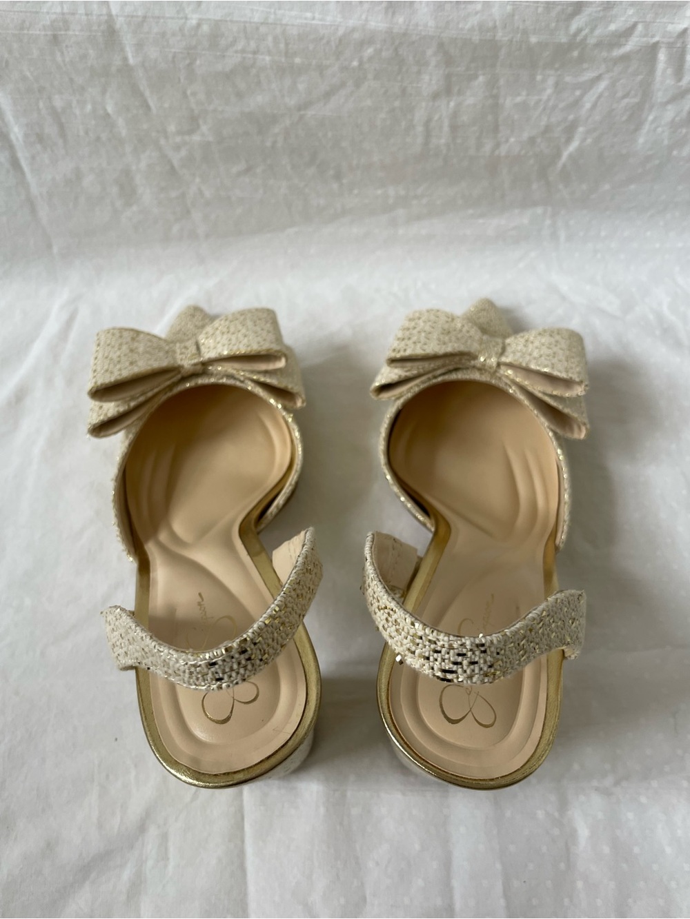 Jessica Simpson Nekira 3 Slingback Heel Pumps - Natural Gold Glitter size 8 New - Picture 8 of 12